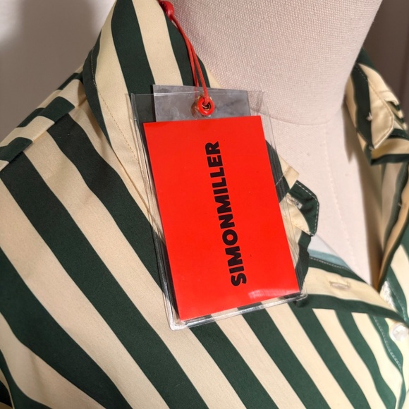 NWT Simon Miller Gummy Green Loch Striped Long Sleeve Button Up - Picture 4 of 8